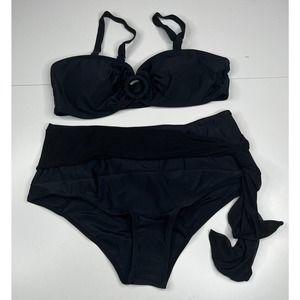 NWT Anbota 2 Piece Wrap Bikini Swimsuit Size Large Women’s Black